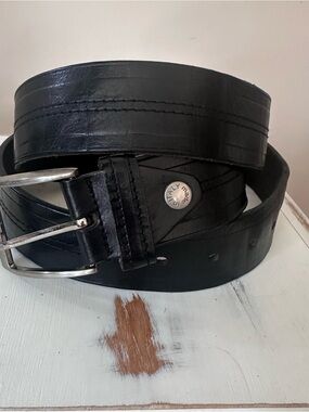 No Limit Genuine Leather Men's Size 34 (85/110) Belt Matte Black Made In Italy